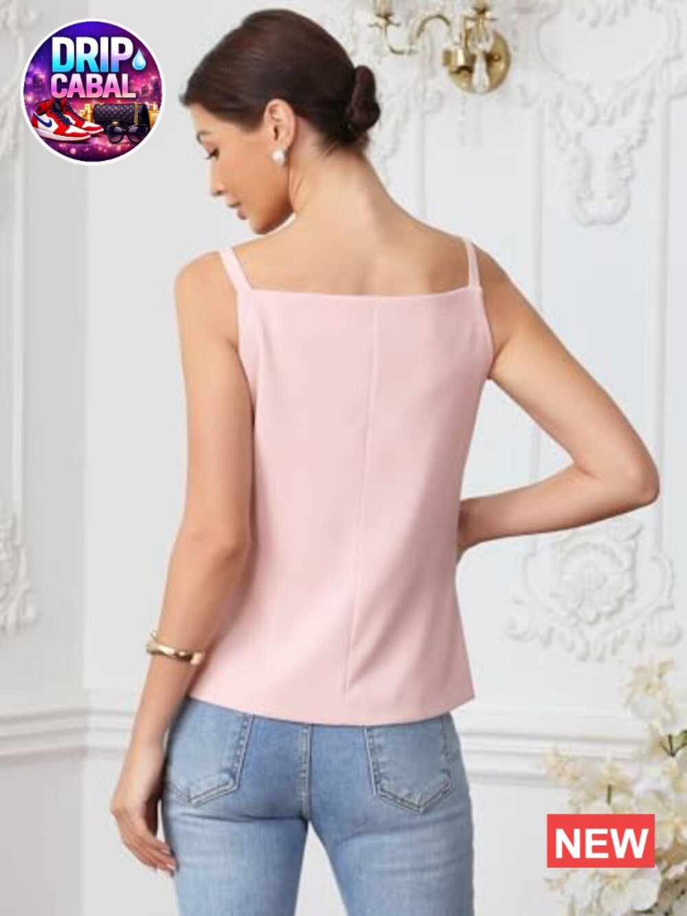 Sleeveless Square Neck Button Down Blazer Vest - Picture 3 of 5